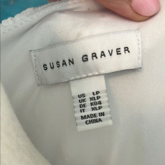 Susan Graver Petite Knit Eyelet Elbow Sleeve Fully Lined Dress *slight flaw* - Picture 4 of 6